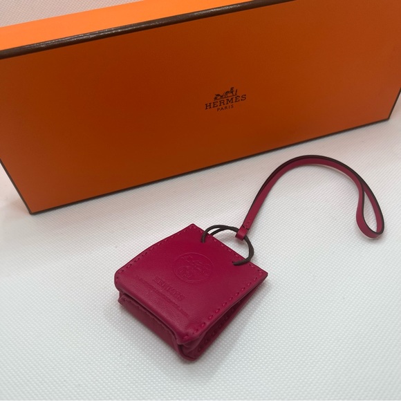Authentic Hermes Sac Orange Bag Charm in Rose Mexico with Original Box - Picture 11 of 11